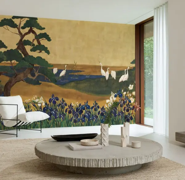 Mural 368017, kolekcija Noble Zen, bela i braon, dezen lišća