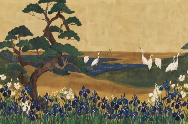 Mural 368017, kolekcija Noble Zen, bela i braon, dezen lišća