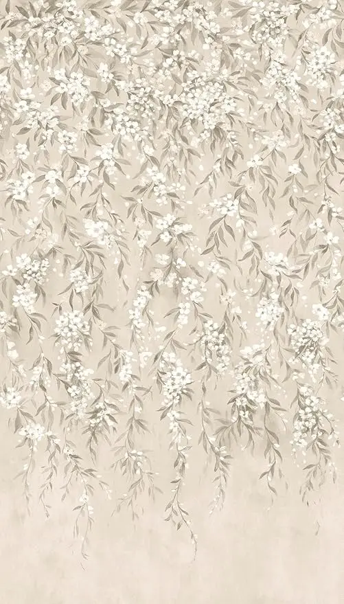 Mural 368048, kolekcija Noble Zen, bela i bež, cvetni dezen