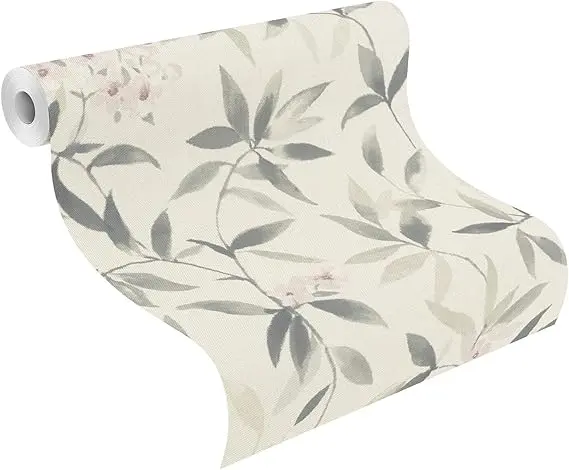 Rasch tapeta 424904, bela, cvetni dezen