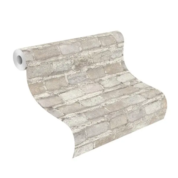 Rasch tapeta 428049, kolekcija Vision, izgled cigle, kamena i drveta